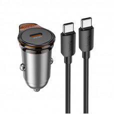 Автомобільний зарядний пристрій HOCO NZ16 Rigorous single port PD30W car charger set(C to C) Metal Grey (6942007644730)