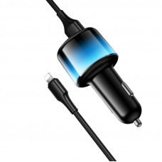 Автомобільний зарядний пристрій HOCO Z69 Vivido 24W(2C2A) car charger set(iP) Black (6942007681537)