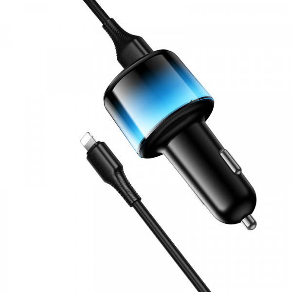 Автомобільний зарядний пристрій HOCO Z69 Vivido 24W(2C2A) car charger set(iP) Black (6942007681537)