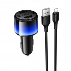 Автомобільний зарядний пристрій HOCO Z69 Vivido 24W(2C2A) car charger set(iP) Black (6942007681537)