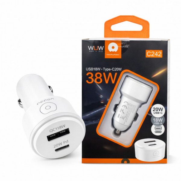 Автомобільний зарядний пристрій WUW-C242 PD20W+ QC18W Black (C242)