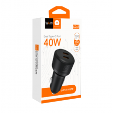 Автомобільний зарядний пристрій WUW-C243 PD20W+ PD20W black (6972573338351)