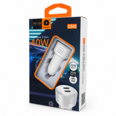 Автомобільний зарядний пристрій WUW-C243 PD20W+ PD20W White (WUW-C243W)