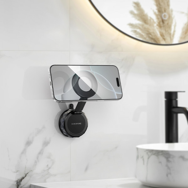 Автотримач для телефона BOROFONE BH140 Gloria vacuum suction cup magnetic ring holder(multi-scene) black metal gray (6941991125577)