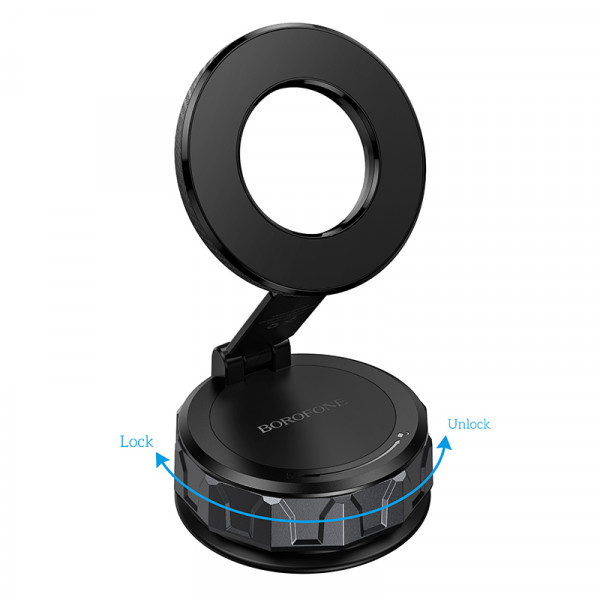 Автотримач для телефона BOROFONE BH140 Gloria vacuum suction cup magnetic ring holder(multi-scene) black metal gray (6941991125577)