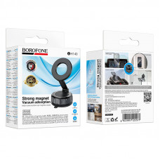 Автотримач для телефона BOROFONE BH140 Gloria vacuum suction cup magnetic ring holder(multi-scene) black metal gray (6941991125577)