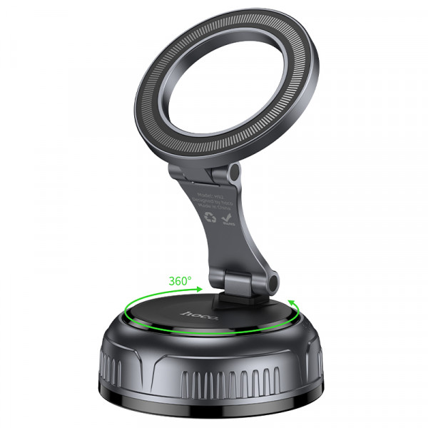 Автотримач для телефона HOCO H92 High vacuum suction cup magnetic holder(universal) Black Metal Gray (6942007663861)