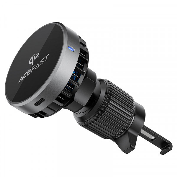 Автотримач для телефона з БЗП ACEFAST D40 Qi2 Magnetic Wireless Charging car holder with Ice Cooling for air vent Metal gray (6974316283751)