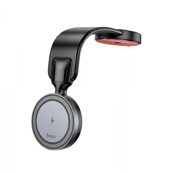 Автотримач для телефона з БЗП HOCO HW29 Totem ring magnetic wireless fast charging car holder (center console) Black Metal Gray (6942007642163)