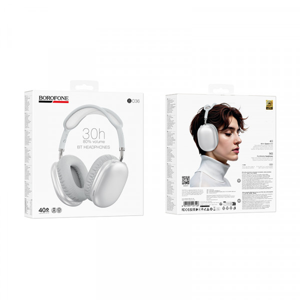 Бездротові накладні навушники BOROFONE BO36 Tone BT headphones Silver (6941991127106)