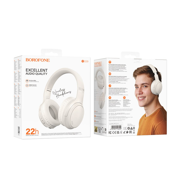 Бездротові навушники BOROFONE BO29 Fascinador BT headphones Milky white