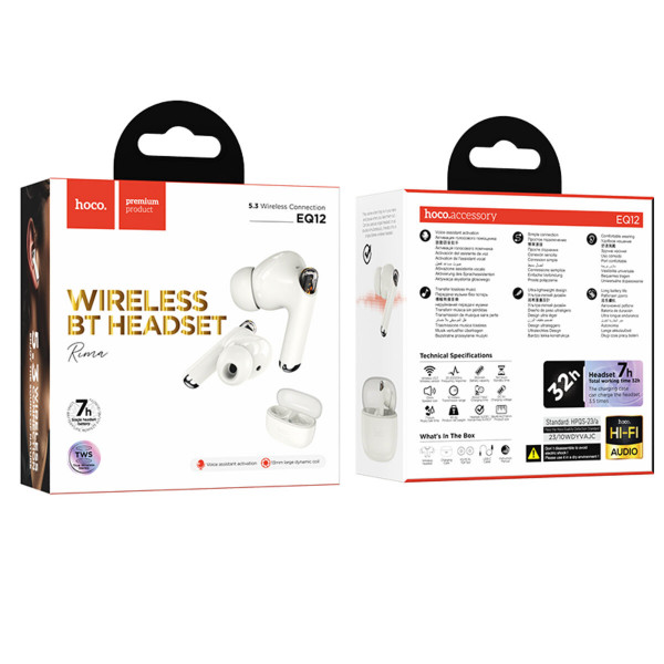 Бездротові навушники HOCO EQ12 Rima true wireless BT headset Milky White