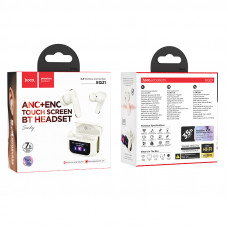 Бездротові навушники HOCO EQ21 Sandy true wireless ANC+ENC noise reduction touch screen BT headset Cloudy White (6942007647427)