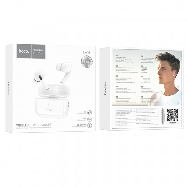 Бездротові навушники HOCO EW59 True wireless stereo headset White (6942007609470)