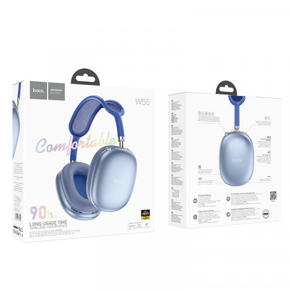 Бездротові навушники HOCO W55 Pleasing BT headphones Sky Blue (6942007632690)