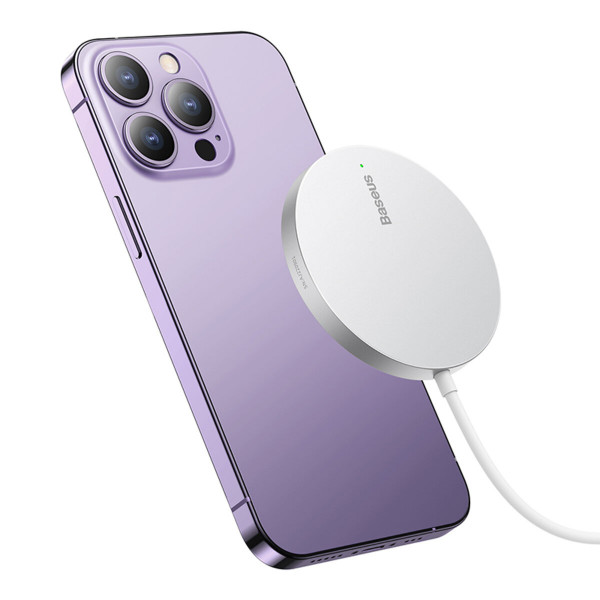 Бездротовий зарядний пристрій Baseus Simple Mini3 Magnetic Wireless Charger 15W Silver