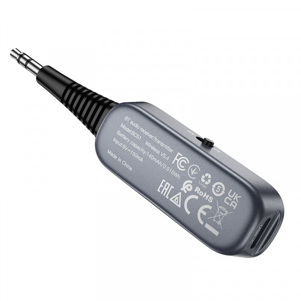 Bluetooth-ресивер BOROFONE BC51 Clear way AUX BT audio receiver/transmitter Metal Grey (6941991117305)