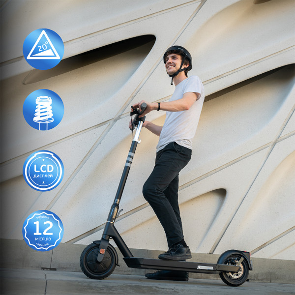 Електросамокат OKAI ES20-NEON Чорний 9", 300(600)W, 9.8Ah, 40km, 25kmh, 20%, NFC, App, 16kg