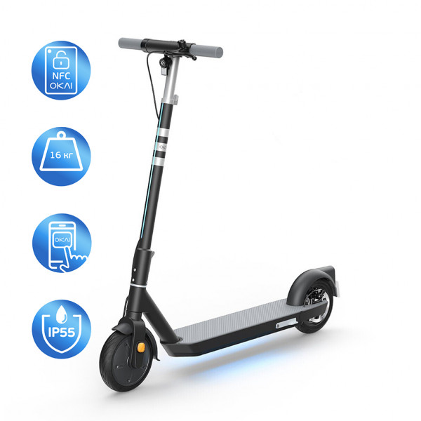 Електросамокат OKAI ES20-NEON Чорний 9", 300(600)W, 9.8Ah, 40km, 25kmh, 20%, NFC, App, 16kg