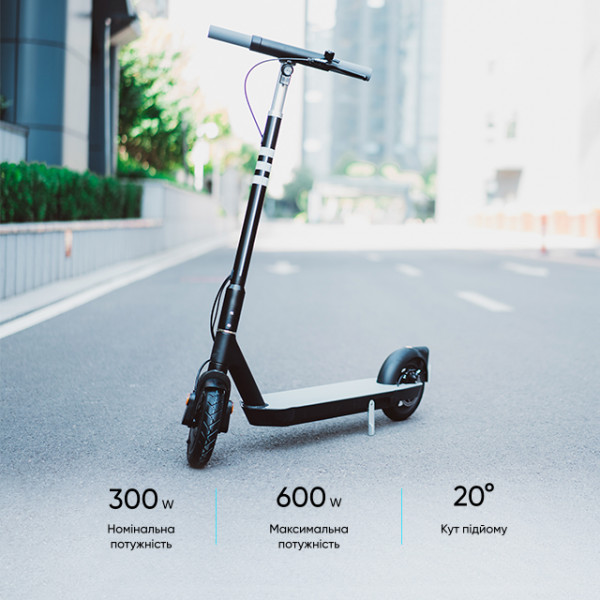 Електросамокат OKAI ES20-NEON Чорний 9", 300(600)W, 9.8Ah, 40km, 25kmh, 20%, NFC, App, 16kg
