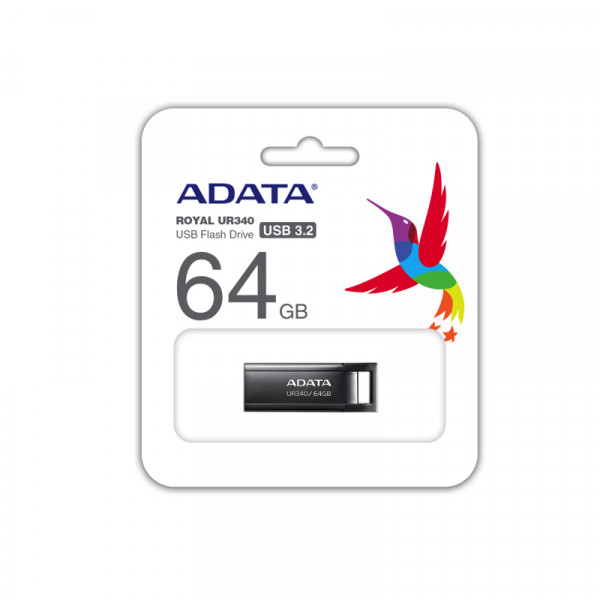 Флеш-накопичувач ADATA USB 3.2 UR340 64Gb Black (AROY-UR340-64GBK)