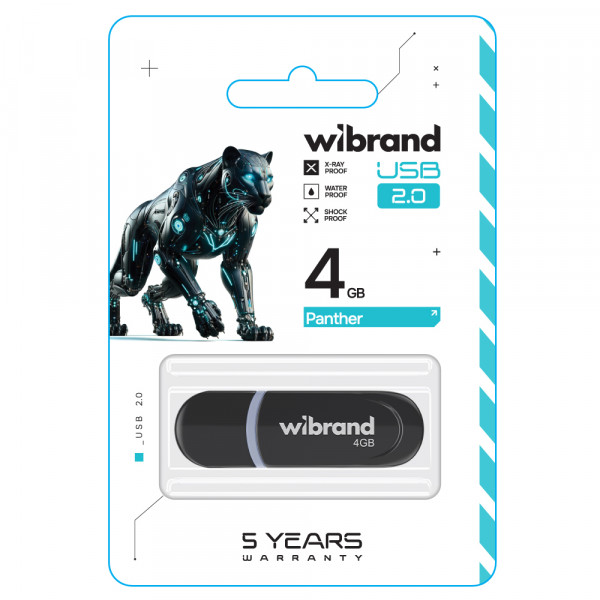 Флеш-накопичувач Wibrand USB 2.0 Panther 4Gb Black (WI2.0/PA4P2B)