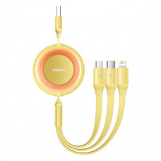 Кабель Baseus Bright Mirror 2 Series Retractable 3-in-1 Fast Charging Data Cable USB to M+L+C 3.5A 1.1m yellow