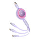 Кабель Baseus Bright Mirror 2 Series Retractable 3-in-1 Fast Charging Data Cable USB to M+L+C 66W 1.1m Purple