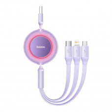 Кабель Baseus Bright Mirror 2 Series Retractable 3-in-1 Fast Charging Data Cable USB to M+L+C 66W 1.1m Purple