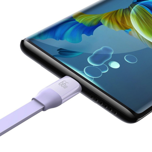 Кабель Baseus Bright Mirror 2 Series Retractable 3-in-1 Fast Charging Data Cable USB to M+L+C 66W 1.1m Purple