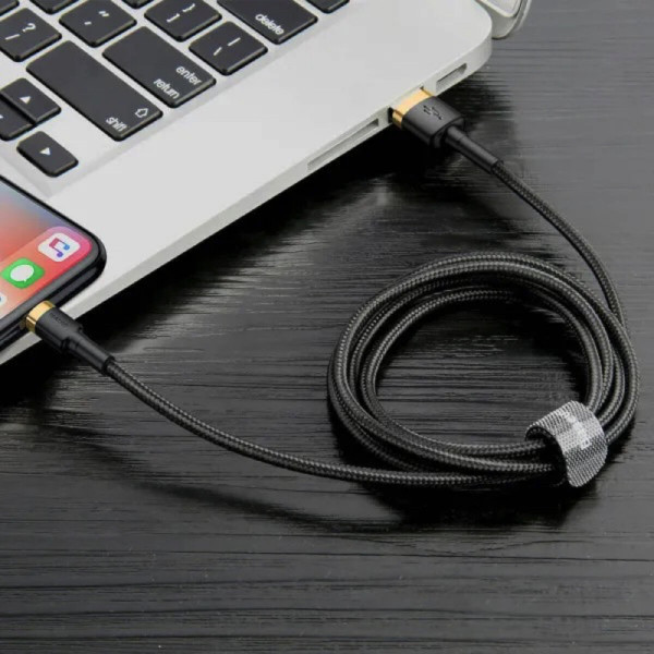 Кабель Baseus Cafule Cable USB For Lightning 2.4A 1m Gold+Black