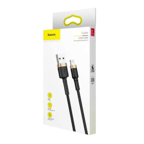 Кабель Baseus Cafule Cable USB For Lightning 2.4A 1m Gold+Black