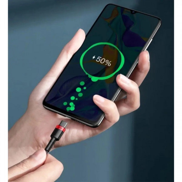 Кабель Baseus Cafule PD2.0 100W flash charging Type-C For Type-C cable (20V 5A)2m Red+Black (CATKLF-AL91)