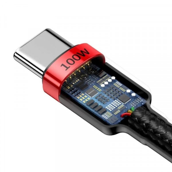 Кабель Baseus Cafule PD2.0 100W flash charging Type-C For Type-C cable (20V 5A)2m Red+Black (CATKLF-AL91)