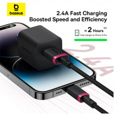 Кабель Baseus Dura Series Fast Charging Cable USB to iP 2.4A 1m Red+Black (P10377801U01-01)