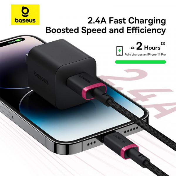 Кабель Baseus Dura Series Fast Charging Cable USB to iP 2.4A 1m Red+Black (P10377801U01-01)