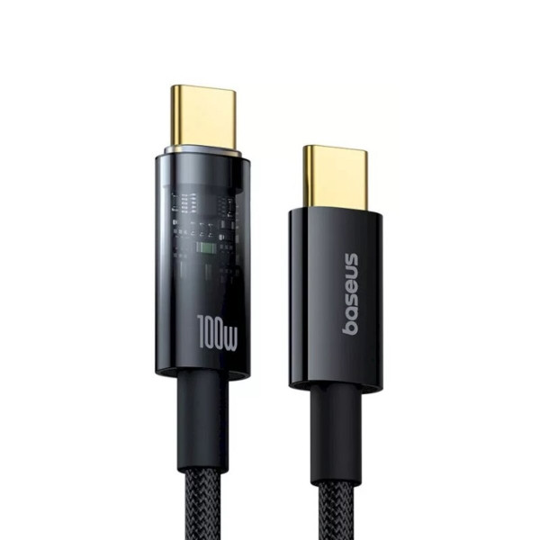 Кабель Baseus Explorer Charging Cable USB-C to USB-C 100W with Auto Shutdown 1m Cluster Black