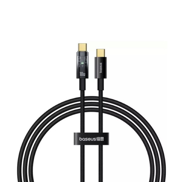 Кабель Baseus Explorer Charging Cable USB-C to USB-C 100W with Auto Shutdown 1m Cluster Black