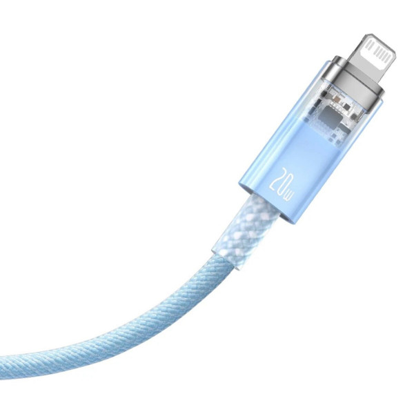 Кабель Baseus Explorer Series Fast Charging Cable with Smart Temperature Control Type-C to iP 20W 1m Блакитний