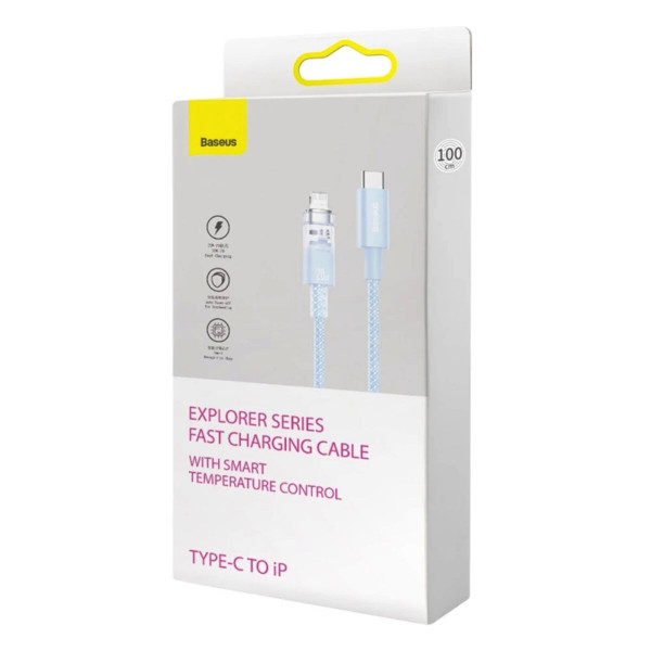 Кабель Baseus Explorer Series Fast Charging Cable with Smart Temperature Control Type-C to iP 20W 1m Блакитний