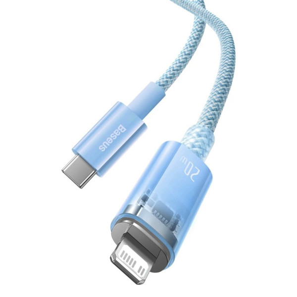 Кабель Baseus Explorer Series Fast Charging Cable with Smart Temperature Control Type-C to iP 20W 1m Блакитний