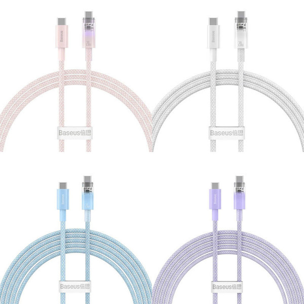Кабель Baseus Explorer Series Fast Charging Cable with Smart Temperature Control Type-C to Type-C 100W 1m Galaxy Блакитний