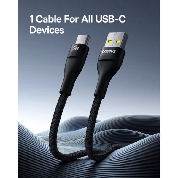 Кабель Baseus Flash 2 Charging Cable USB to USB-C 100W 1m Cluster Чорний