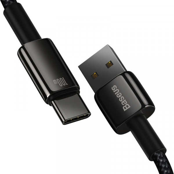 Кабель Baseus Tungsten Gold Fast Charging Data Cable USB to Type-C 100W 2m Black (CAWJ000101)