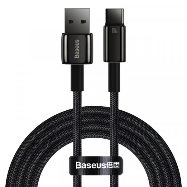 Кабель Baseus Tungsten Gold Fast Charging Data Cable USB to Type-C 100W 2m Black (CAWJ000101)
