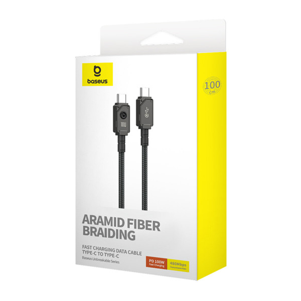 Кабель Baseus Unbreakable Series Fast Charging Data Cable Type-C to Type-C 100W 1m Cluster Black