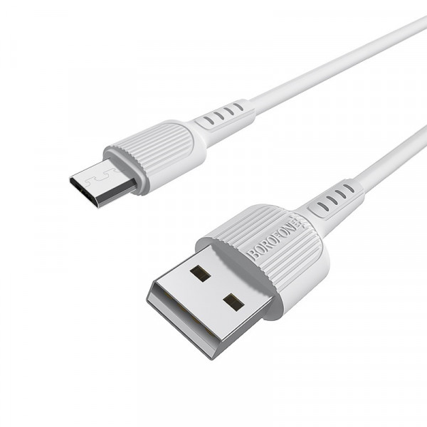 Кабель BOROFONE BX16 USB to Micro 2A, 1m, PVC, TPE connectors, Білий