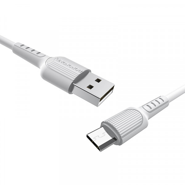 Кабель BOROFONE BX16 USB to Micro 2A, 1m, PVC, TPE connectors, Білий