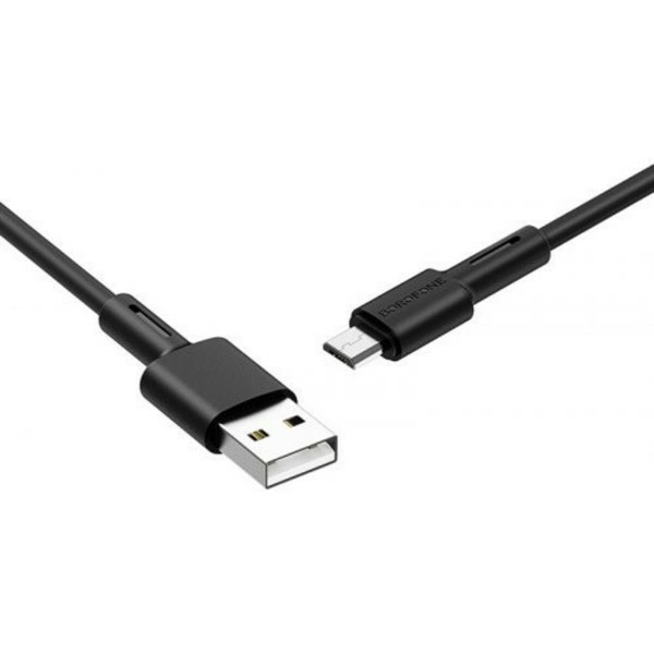 Кабель BOROFONE BX31 USB to Micro 2.4A, 1m, silicone, TPE connectors, Чорний