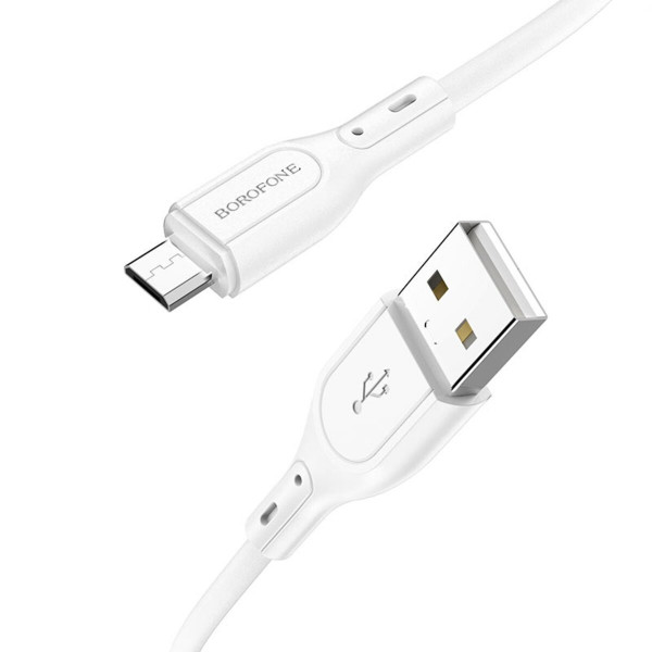 Кабель BOROFONE BX66 Wide way silicone charging data cable for Micro Білий